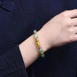 Emerald Green Pixiu Bracelet Men Women Oval Bead