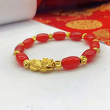 Emerald Green Pixiu Bracelet Men Women Oval Bead
