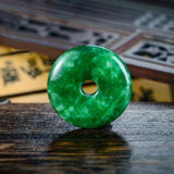 Emerald Green Hand-carved Buckle Pendant Necklace for Men and Women
