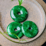 Natural Emerald Green Hand-carved Safe Buckle Pendant Jewelry