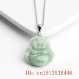Natural Emerald Guanyin Buddha Pendant Necklace Charm Hand-Carved Amulet