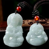 Natural Emerald Guanyin Buddha Pendant Necklace Charm Jewellery