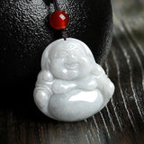 Emerald Guanyin Buddha Pendant Necklace Luck Amulet Sweater Chain
