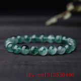 Emerald Jade 8-10mm Beads Bracelet Elastic Bangle Woman Luck Amulet Gift