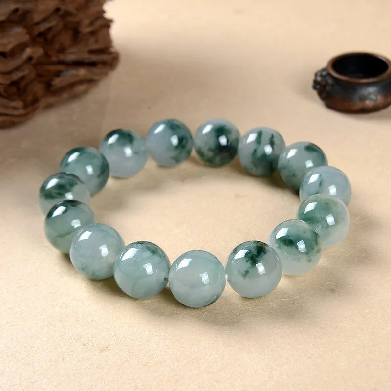 Natural Emerald Jade Beads Bracelet Elastic Bangle Charm Jewellery