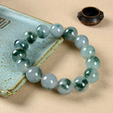 Natural Emerald Jade Beads Bracelet Charm Jewellery Hand-carved Lucky Amulet