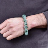 Natural Emerald Jade Beads Bracelet Charm Jewellery Hand-carved Lucky Amulet