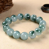 Natural Emerald Jade Beads Bracelet Charm Jewellery Hand-carved Lucky Amulet