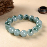 Natural Emerald Jade Beads Bracelet Charm Jewellery Hand-carved Lucky Amulet