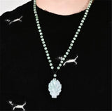 Emerald Jade Nine tail fox Pendant Necklace Hand-Carved Amulet