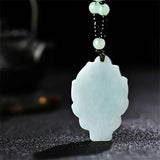 Emerald Jade Nine tail fox Pendant Necklace Hand-Carved Amulet