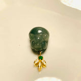 Emerald Jade Pig Pendant Necklace Luck Amulet Sweater Chain