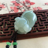 Emerald Jade Pig Pendant Necklace Hand-Carved Luck Amulet