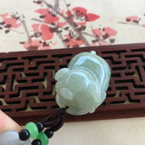 Emerald Jade Pig Pendant Necklace Hand-Carved Luck Amulet