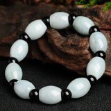 Emerald Jadeite Luck Beads Bracelet Hand-carved Jades Stone Bangles