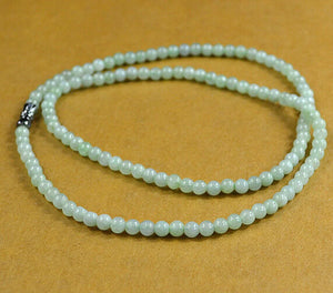 Emerald Green Jade Round Beads Necklace Jadeite Charm Jewelry