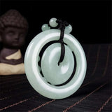 Emerald Mother and Child Safety Buckle Pendant Necklace