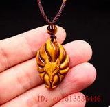 Emerald Nine Tailed Fox Pendant Necklace Charm