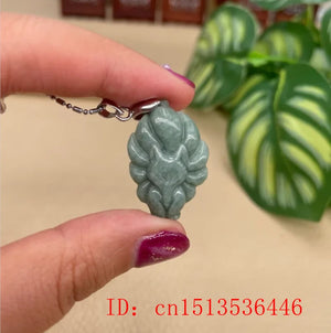 Emerald Nine Tailed Fox Pendant Necklace Charm