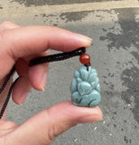 Emerald Nine Tailed Fox Pendant Necklace Charm