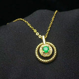 Emerald Pendant Necklace 925 Sterling Silver Women's Wedding Jewelry