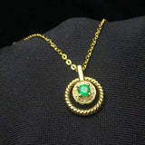 Emerald Pendant Necklace 925 Sterling Silver Women's Wedding Jewelry