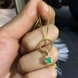 Emerald Pendant Necklace 925 Sterling Silver Women's Wedding Jewelry