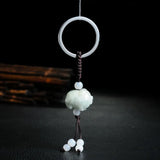 Emerald Pig Key Ring Chalcedony Jade Pendant Necklace Charm Jewelry