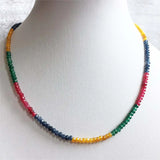 Small Emerald Ruby Sapphire Beads Necklace Natural Jade Stone