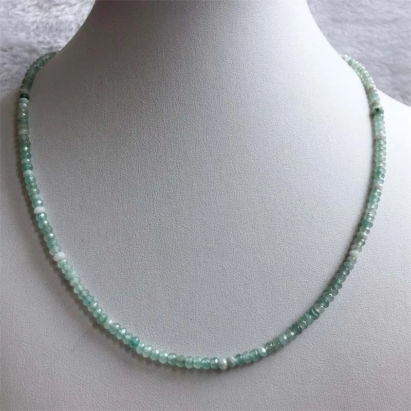 Small Emerald Ruby Sapphire Beads Necklace Natural Jade Stone