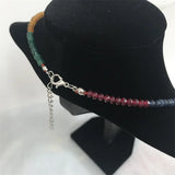Small Emerald Ruby Sapphire Beads Necklace Natural Jade Stone