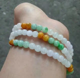 Natural Emerald Tri 108 beads Bracelet Adjustable Bangle Charm Jewellery