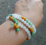 Natural Emerald Tri 108 beads Bracelet Adjustable Bangle Charm Jewellery
