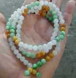 Natural Emerald Tri 108 beads Bracelet Adjustable Bangle Charm Jewellery