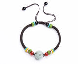 Emerald & Golfer's Hand-knit Bracelet Agate Beads Ethnic Style