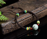 Emerald & Golfer's Hand-knit Bracelet Agate Beads Ethnic Style
