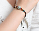 Emerald & Golfer's Hand-knit Bracelet Agate Beads Ethnic Style