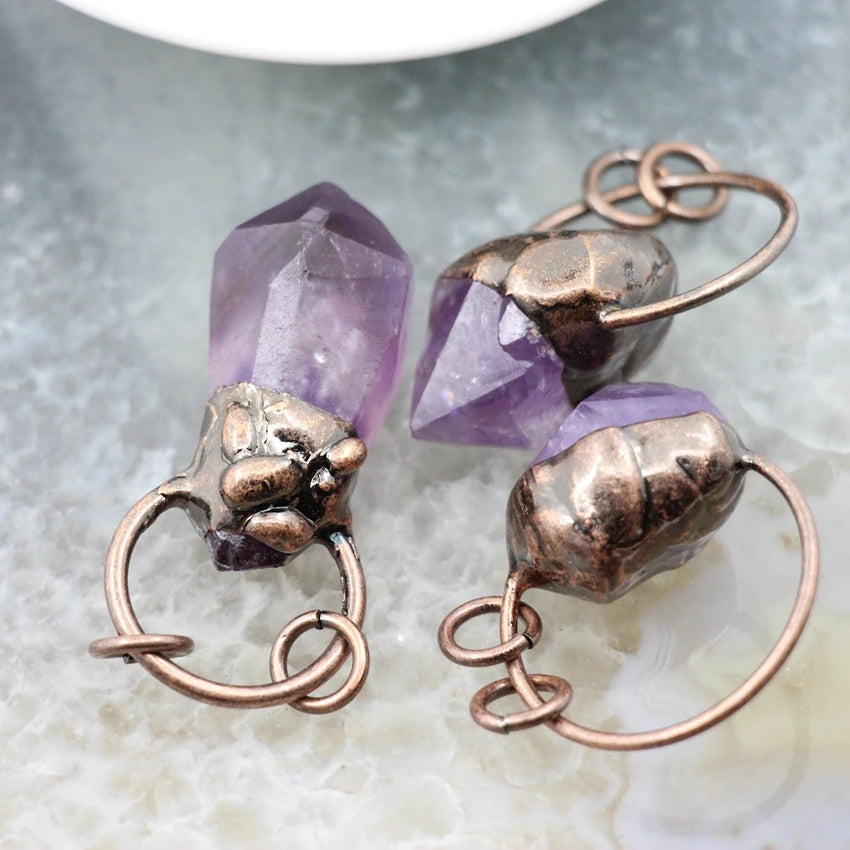 Vintage Quartz Pendant, Amethyst Healing Crystal Necklace