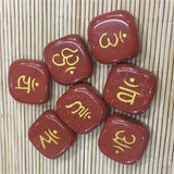7 Chakra Engraved Round Stones Pendant - Reiki Stones Choker