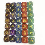 7 Chakra Engraved Round Stones Pendant - Reiki Stones Choker