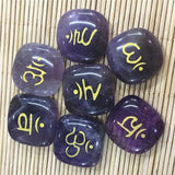 7 Chakra Engraved Round Stones Pendant - Reiki Stones Choker