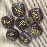 7 Chakra Engraved Round Stones Pendant - Reiki Stones Choker