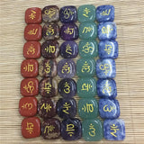 7 Chakra Engraved Round Stones Pendant - Reiki Stones Choker