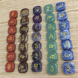 7 Chakra Engraved Round Stones Pendant - Reiki Stones Choker