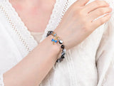 Eye Agates Beads Bracelets 8mm Cloisonne Butterfly Crystal Bangle