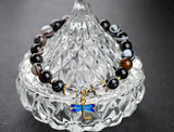 Eye Agates Beads Bracelets 8mm Cloisonne Butterfly Crystal Bangle