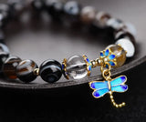 Eye Agates Beads Bracelets 8mm Cloisonne Butterfly Crystal Bangle