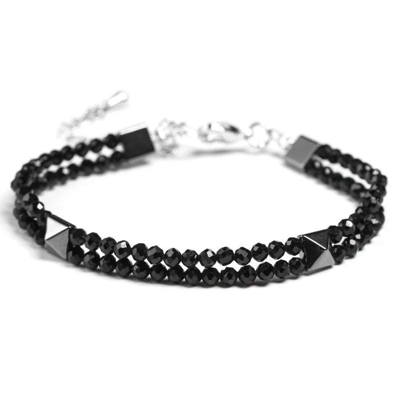 3MM Spinel Stone Bracelet Hematite Chain Jewelry Men Women Health Gift