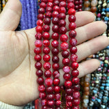 Red Faceted Agate Stone Beads 10-12mm for Jewelry Making