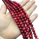 Red Faceted Agate Stone Beads 10-12mm for Jewelry Making